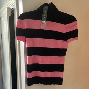 Women's Pink and Black Striped Top